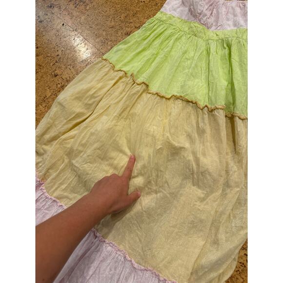 Ro's Garden Dress Anthropologie Tiered pastel floral 100% cotton maxi sun XS - Picture 9 of 13